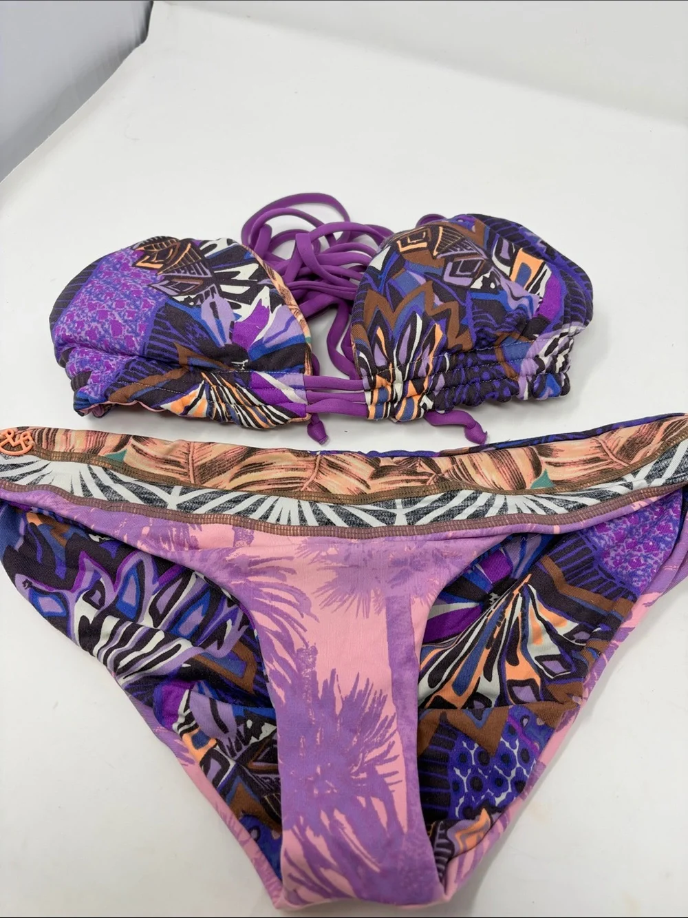 Maaji Reversible Purple Printed Two-Piece Bikini Set Size Small
